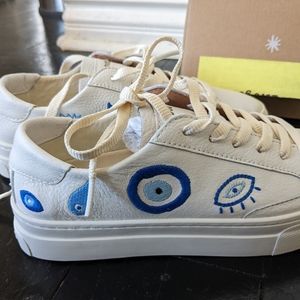 Soludos Ibiza Evil Eye Sneakers White Size 7 Brand New